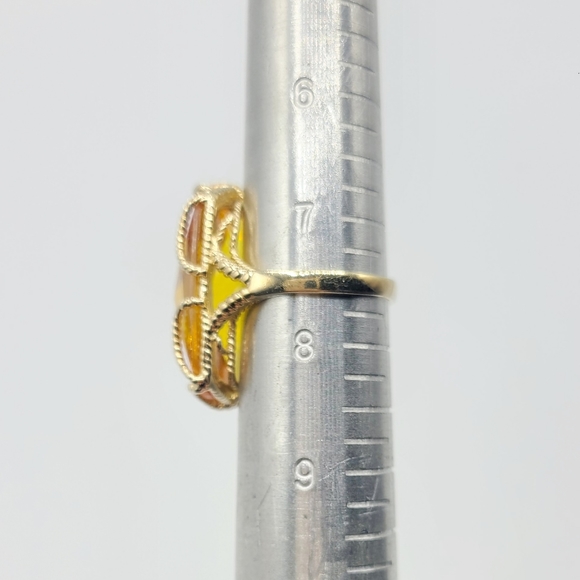 Vintage Sterling Silver Gold Plated Large Faceted Cocktail Statement Ring - Picture 8 of 8